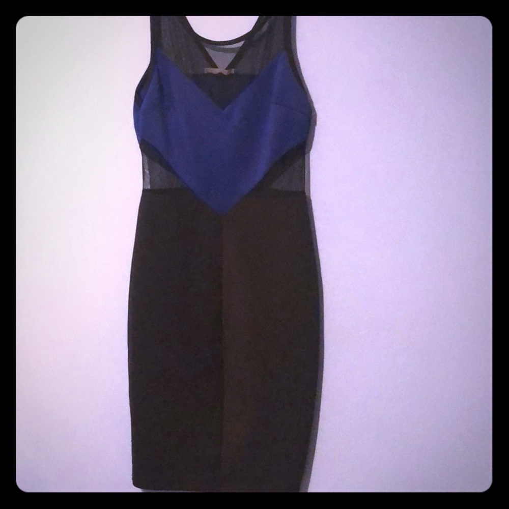 Blue and black mesh dress